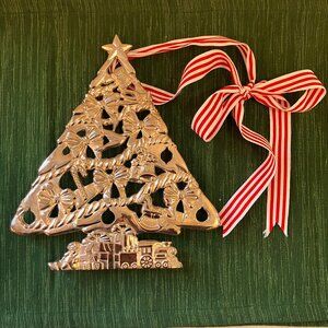 Vintage Silver Plate Christmas Tree - Wall Art/Trivet -